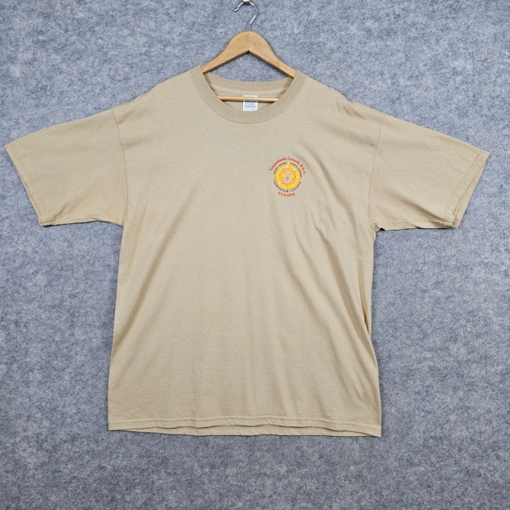 Transatlantic Council BSA Boy Scouts Europe T-Shirt Gildan Size XL Tan Beige